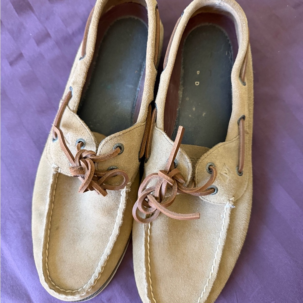 Men's Sperry Suede Boat Shoes in Tan - Picture 2 of 5